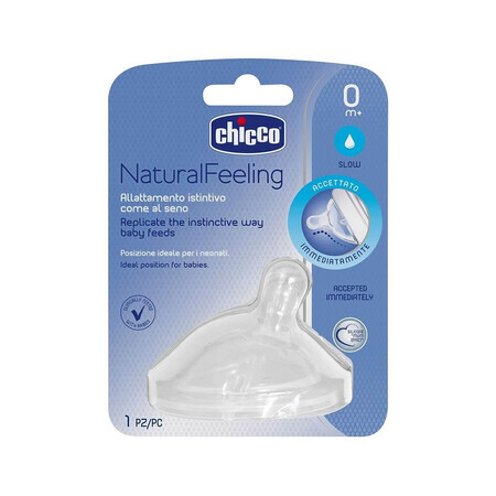 Chicco Natural Feeling - Tettarella in Silicone 0M+ Flusso Normale, 1 Pezzo