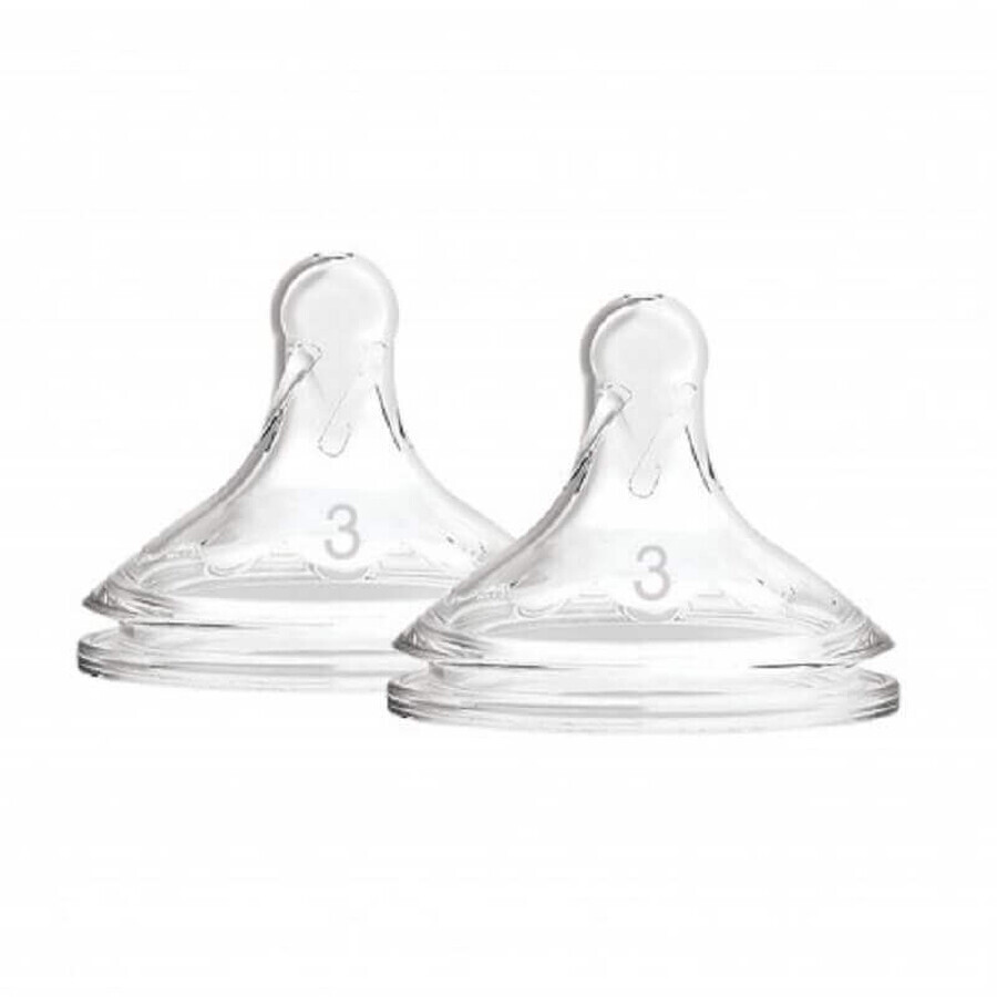 Tetinas de silicona para biberón de cuello ancho, 6 meses+, Options+, Nivel 3, 2 uds, Dr. Browns