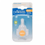 Tettarelle in silicone, livello 3, +6 mesi, 2 pz, Dr Browns