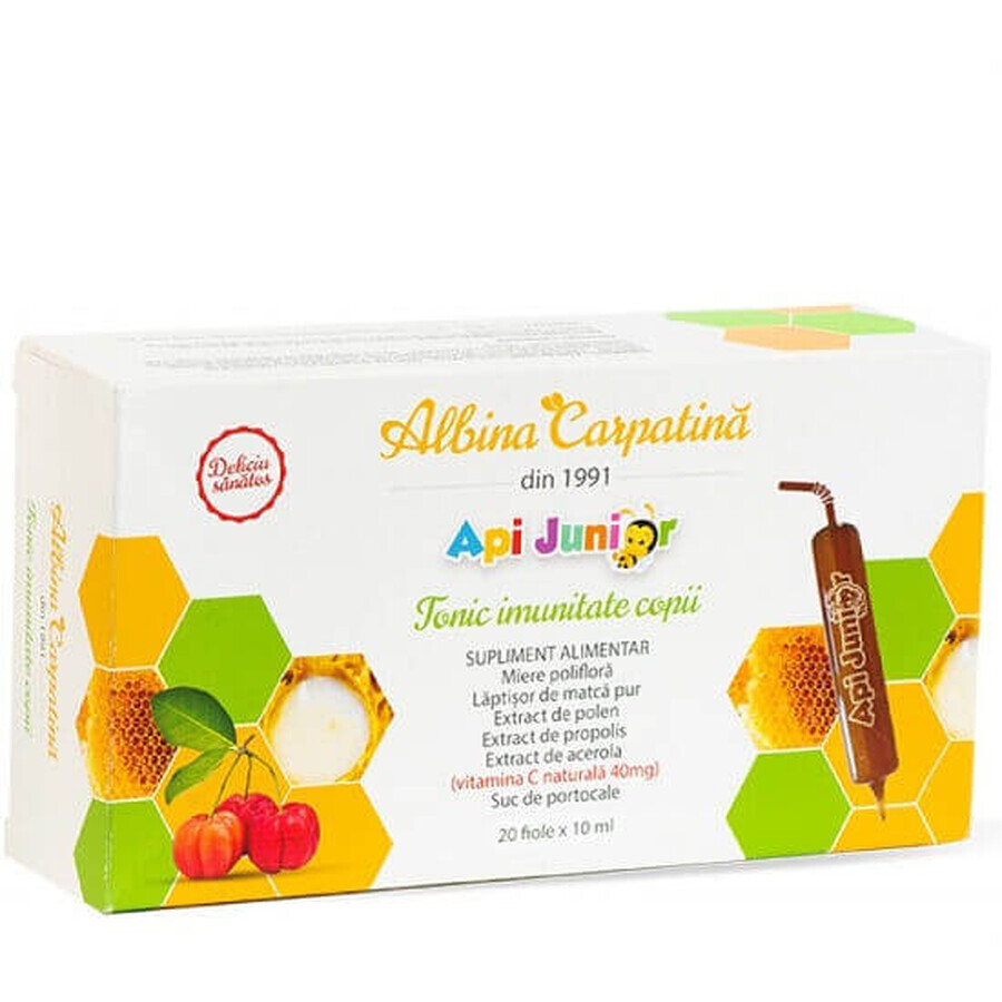 Tónico inmunitario infantil Api Junior, 20 ampollas x 10ml, Albina Carpatina