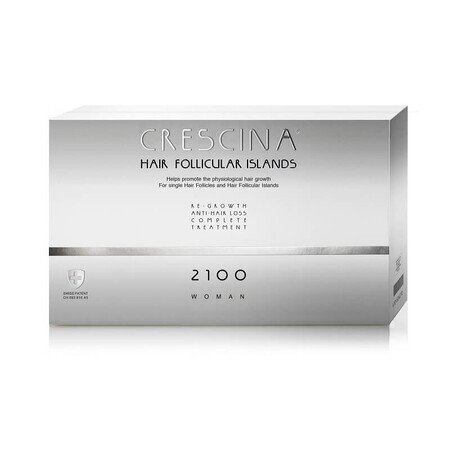 Crescina Follicular Islands 2100 10 + 10 ampoules Complete treatment for advanced stages of hair loss and thinning hair in women, Labo