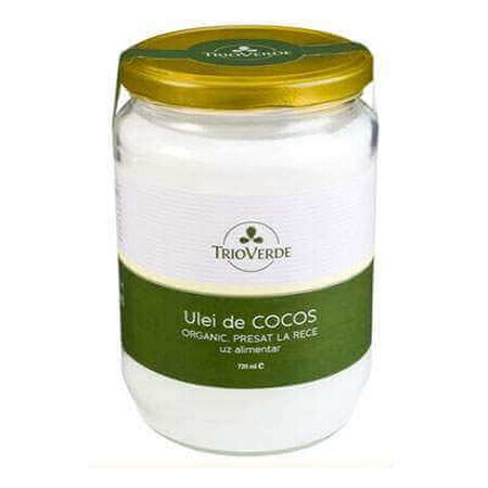 Olio di cocco biologico spremuto a freddo, 720 ml, Trio Verde