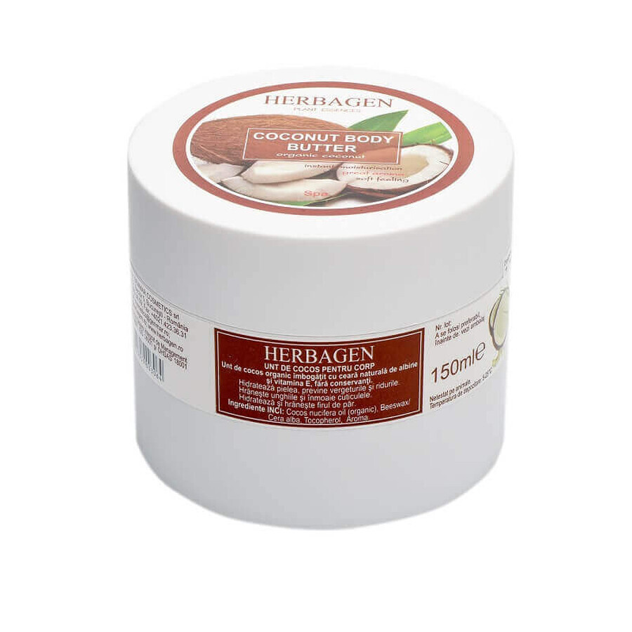 Organic Coconut Body Butter, 150 ml, Herbagen