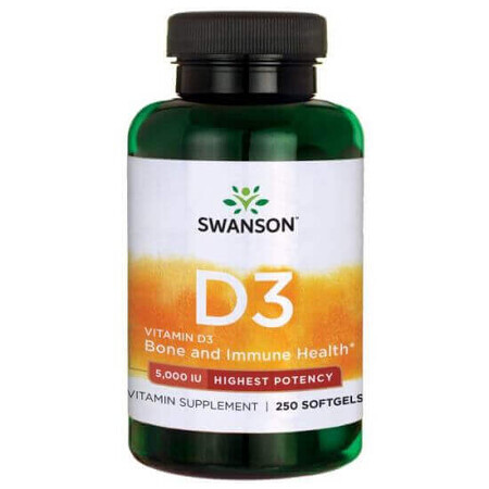 Vitamin D3 5000IU, 250 capsules, Swanson