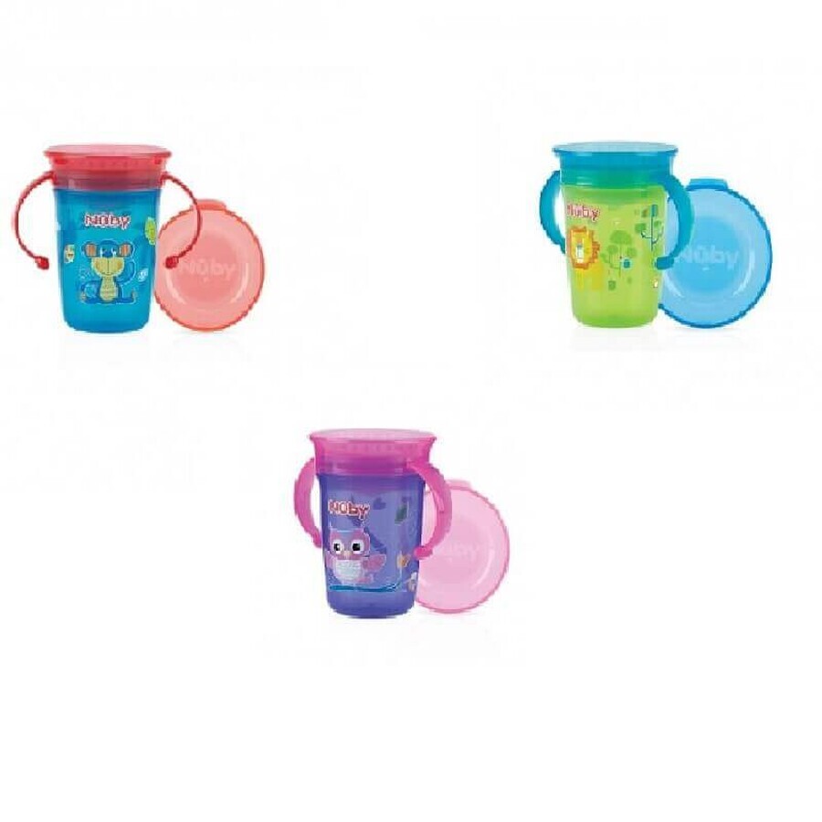 Wonderbeker 360 versierd met handvatten 240ml +6L, Nuby