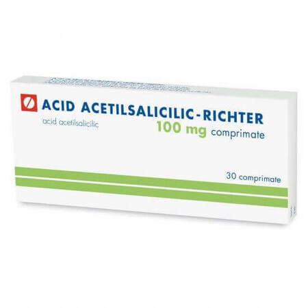 Acido acetilsalicilico 100 mg, 30 compresse, Gedeon Richter Romania