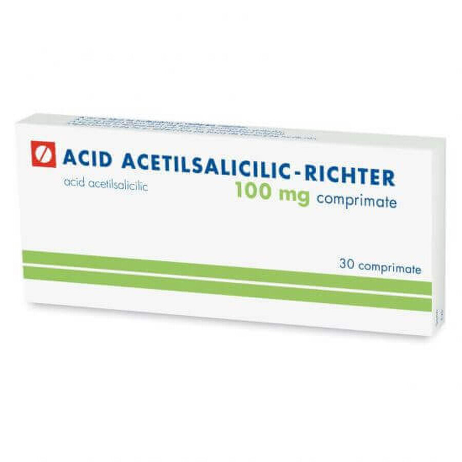 Acido acetilsalicilico 100 mg, 30 compresse, Gedeon Richter Romania