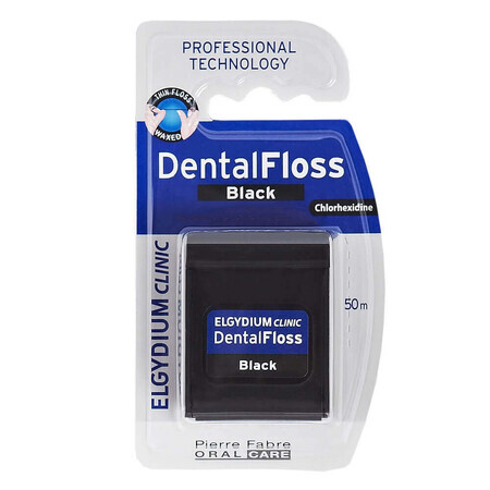 Black dental floss, 50 m, Elgydium