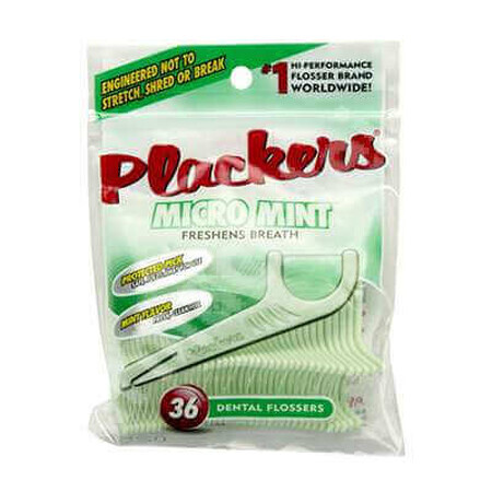 Fil dentaire Plackers avec support et cure-dents Micro Mint, 36 pièces, Ranir LLC