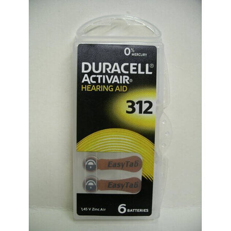 HA ZA312 hoortoestelbatterijen, 6 stuks, Duracell