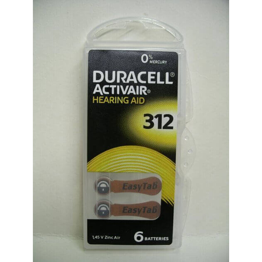 HA ZA312 hoortoestelbatterijen, 6 stuks, Duracell