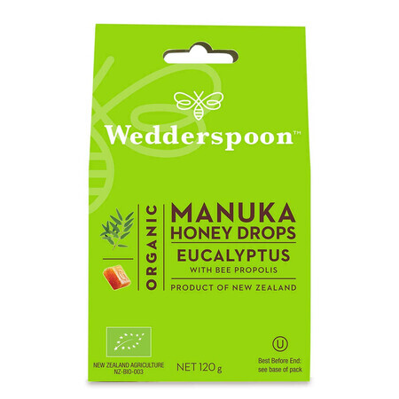 Organic candy with manuka honey, eucalyptus and propolis, 120 g, Wedderspoon