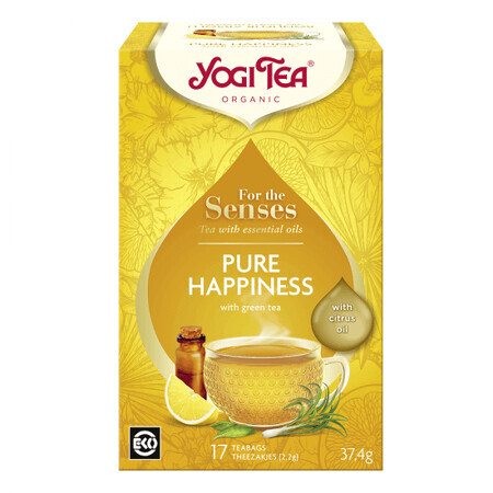 Tè biologico con oli essenziali Pure Happiness For the Senses, 17 bustine, Yogi Tea