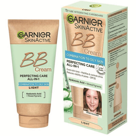 BB cream con SPF 25 per pelli grasse Skin Active, Leggera, 50 ml, Garnier