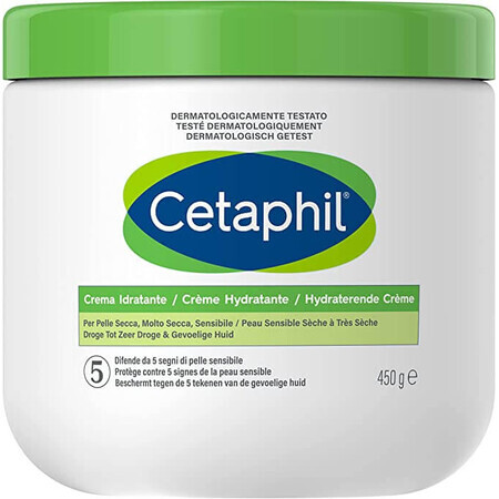 Cetaphil Crema Idratante per Pelle Secca, Sensibile e Danneggiata, 450 g, Galderma Italia