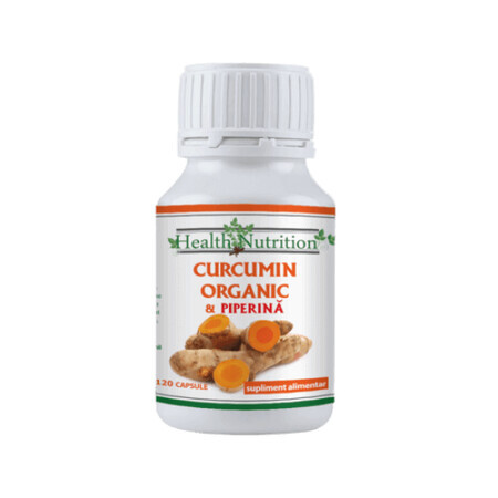 Curcumina + Piperina Biologica, 120 capsule, Health Nutrition