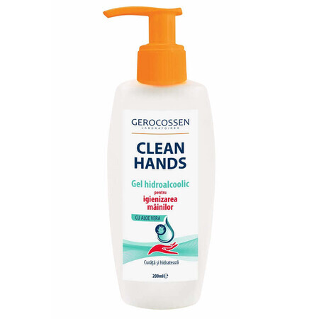 Gel idroalcolico per l'igiene delle mani con Aloe Vera Clean Hands, 200 ml, Gerocossen