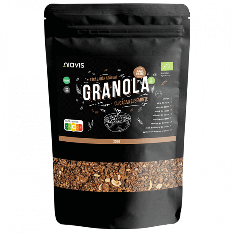 Granola Eco cu cacao si seminte, 200g, Niavis