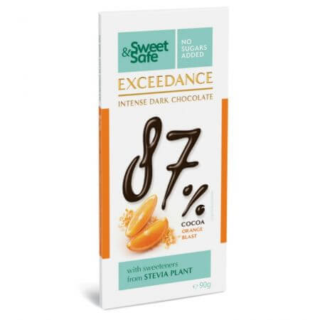 Cioccolato fondente Sweet & Safe 87% con arance, 90 g, Sly Nutritia