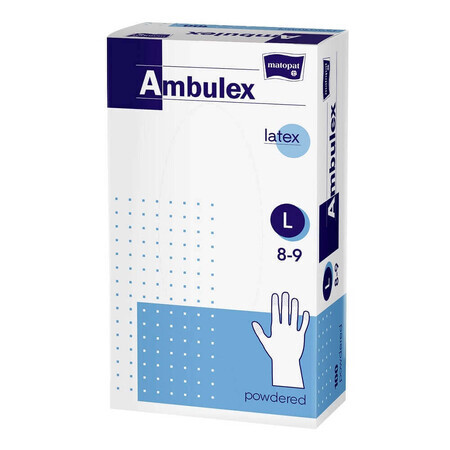 Ambulex powdered latex examination gloves, Size L, 100 pieces, Matopat