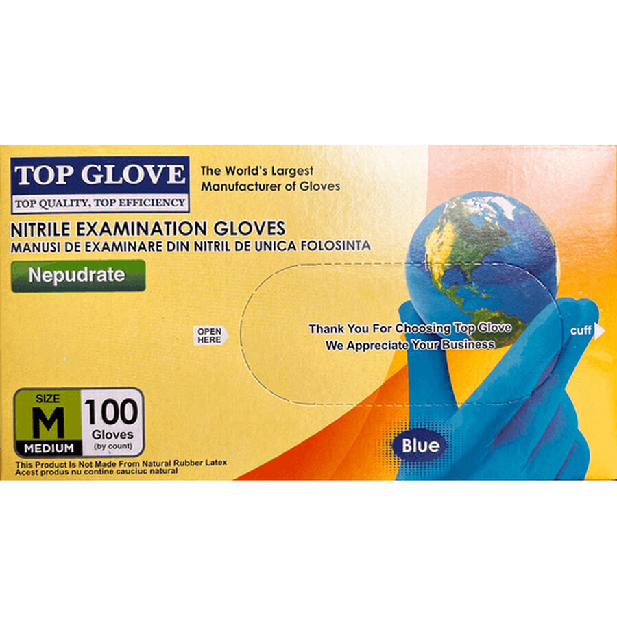 Guanti da esplorazione Nitrile senza polvere M, 100 pz, Top Glove