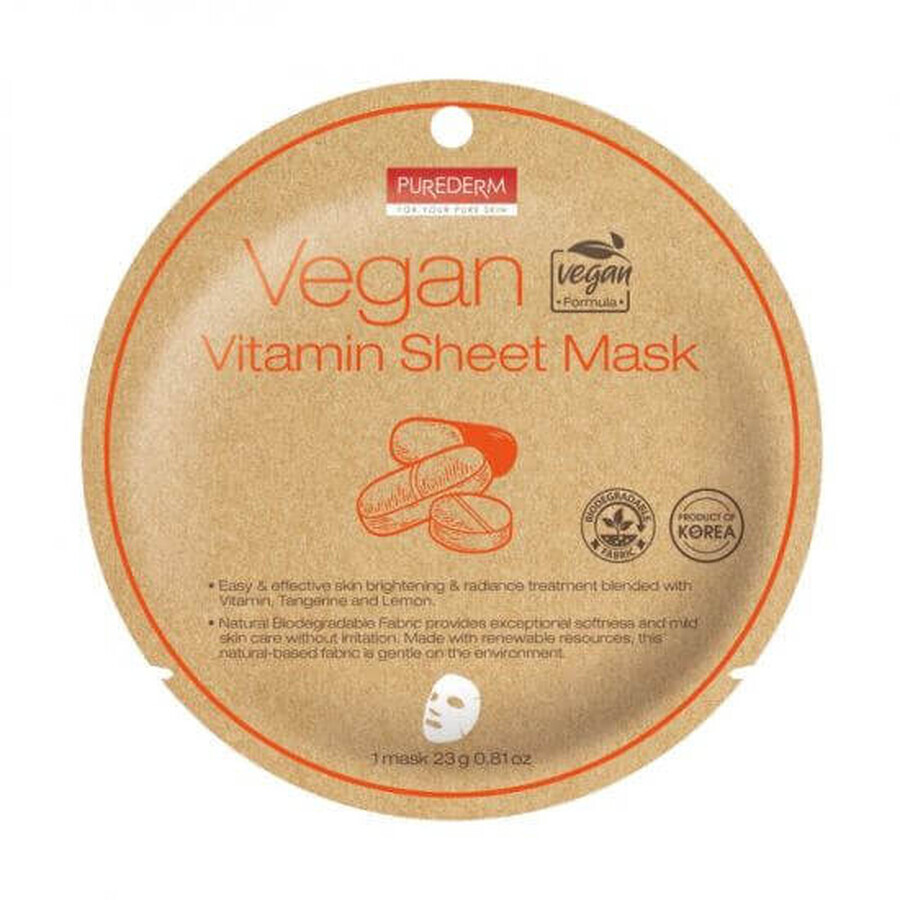 Maschera vegana biodegradabile con vitamine, 23 g, Purederm