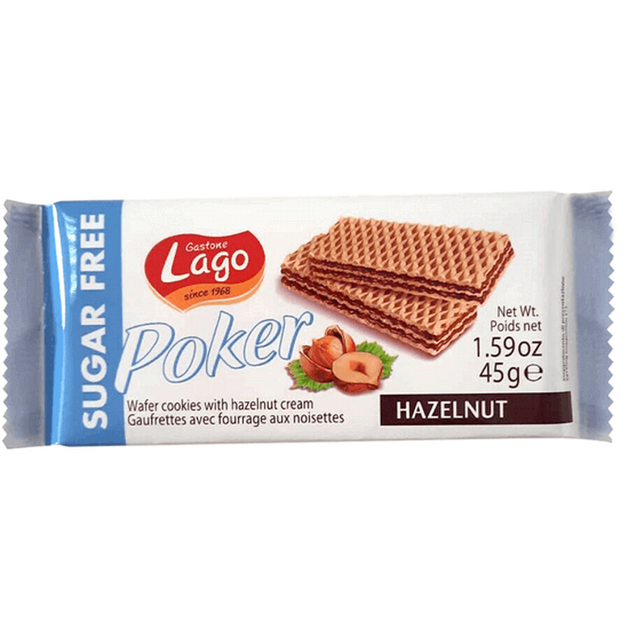 Sugar-free hazelnut cream wafers, 45g, Lago