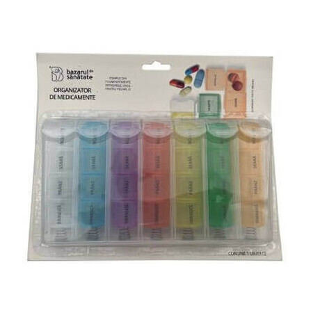 Organizzatore di farmaci composto da 28 scatole colorate 4/7, Chris Pharma Blue