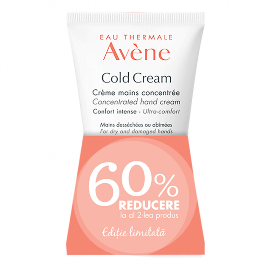 Pachet Crema de maini concentrata Cold Cream, 50 ml + 50 ml, Avene