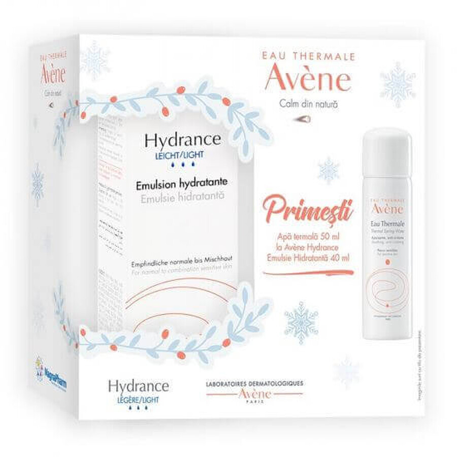 Confezione Emulsione idratante pelli normali-miste Hydrance Legere, 40 ml + Acqua termale spray, 50 ml, Avene