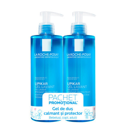 Confezione Gel Doccia Lenitivo e Protettivo Lipikar, 750 ml + 750 ml, La Roche-Posay