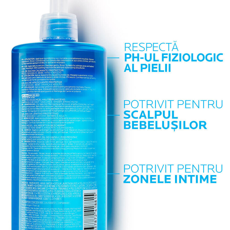 Confezione Gel Doccia Lenitivo e Protettivo Lipikar, 750 ml + 750 ml, La Roche-Posay