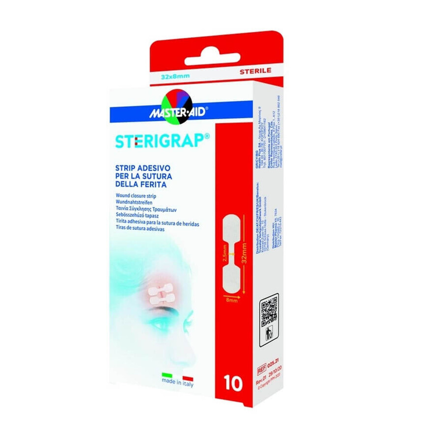 Sterigrap Master-Aid Wundnahtpflaster, 32 x 8 mm, 10 Stück, Pietrasanta Pharma