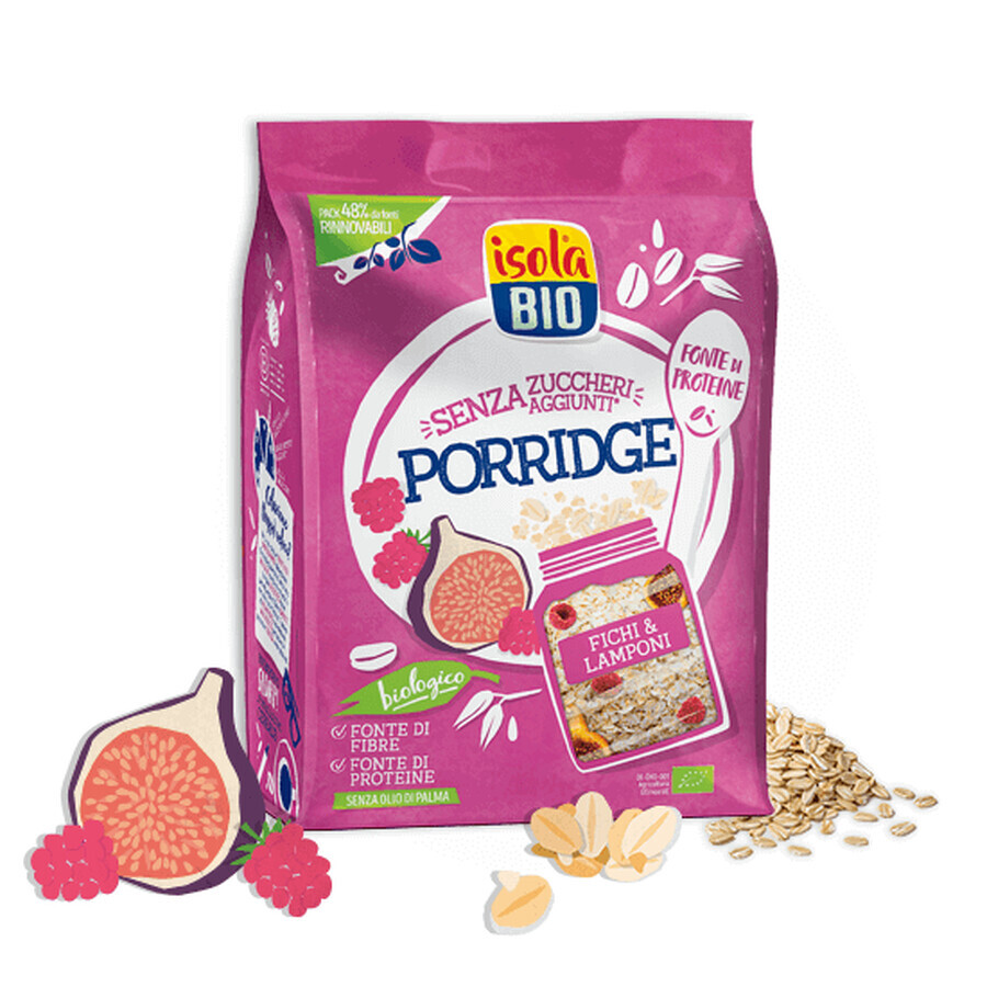 Porridge Eco with figs and raspberries without sugar, 375g, Isola Bio