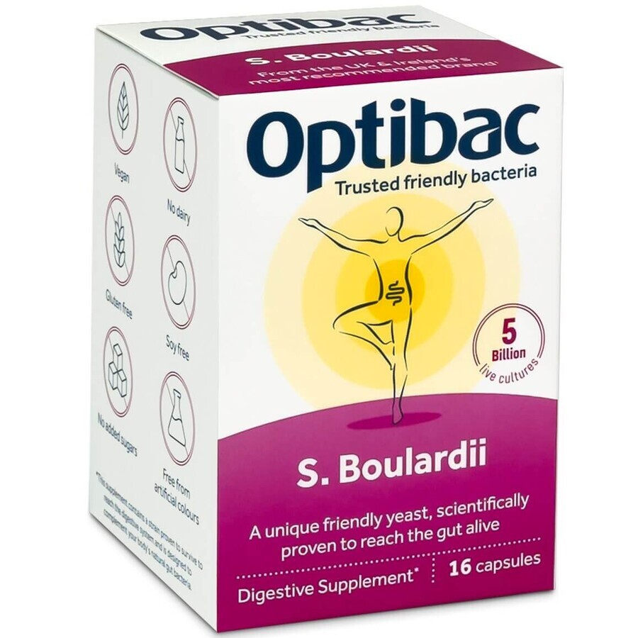 Probiotic Saccharomyces Boulardii, 16 capsule, OptiBac