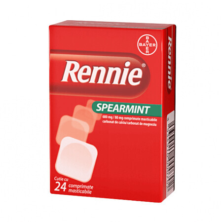 Rennie Spearmint, 24 kauwtabletten, Bayer