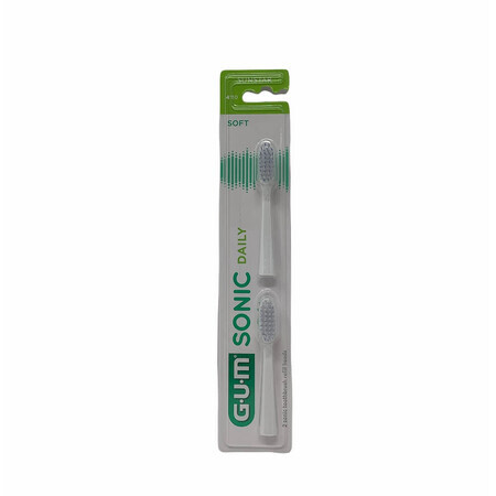 Gum Sonic Daily Testine di Ricambio per Spazzolino a Batteria Bianche, 2testine