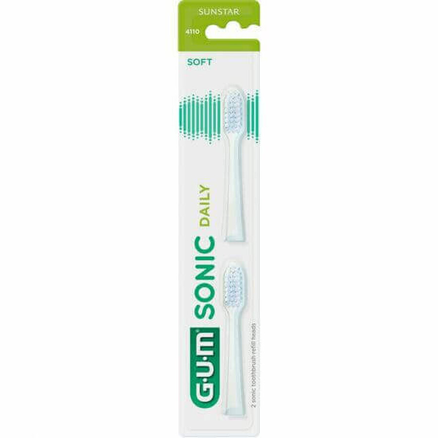 Gum Sonic Daily Testine di Ricambio per Spazzolino a Batteria Bianche, 2testine