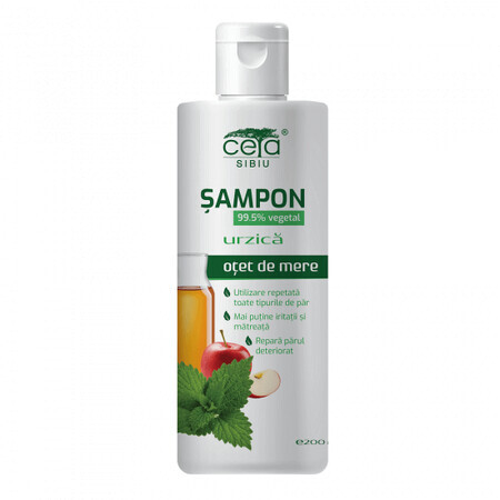 Shampoo 99,5% vegetale con aceto di mele e ortica, 200 ml, Ceta Sibiu