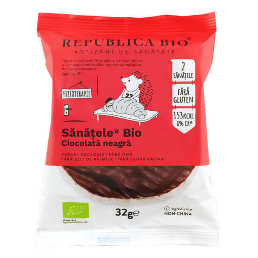 Organic dark chocolate, brown rice and corn, gluten free, 32g, Republica Bio