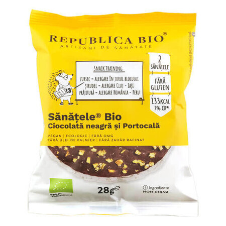 Organic dark chocolate, orange and brown rice, gluten free, 28g, Republica Bio