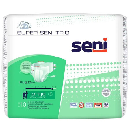 Pannolini Super Seni Trio, Large, 10 pezzi, Seni