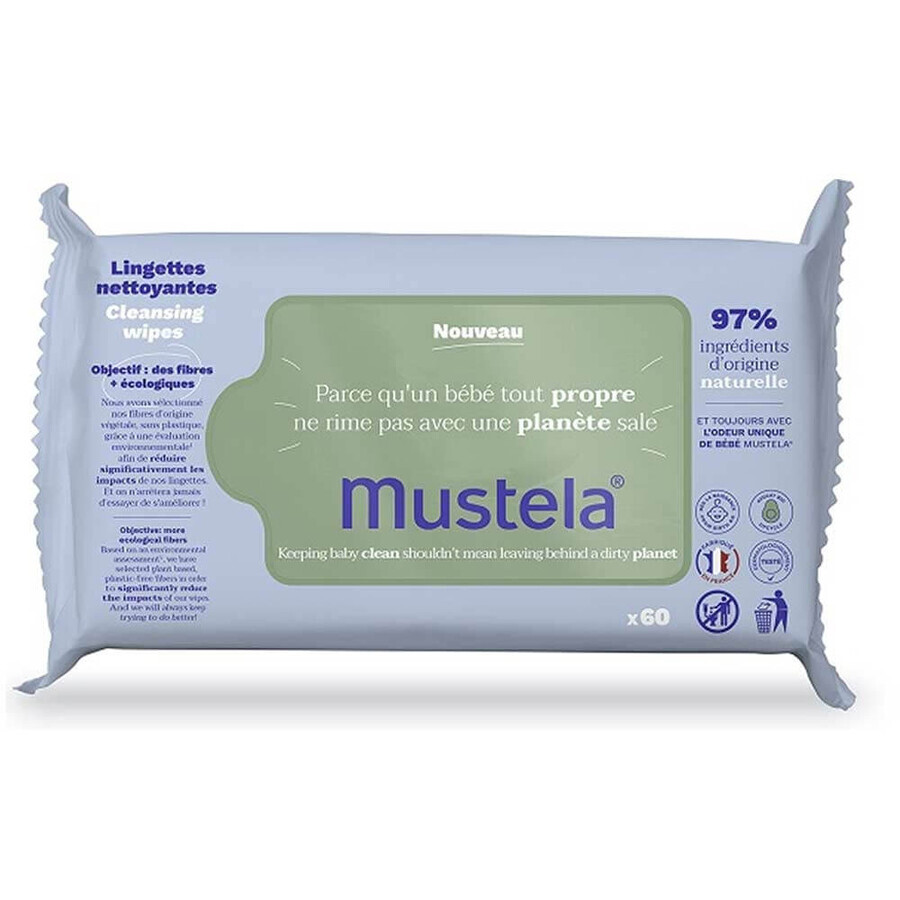 Servetele umede cu extract eco de avocado, 60 bucati, Mustela