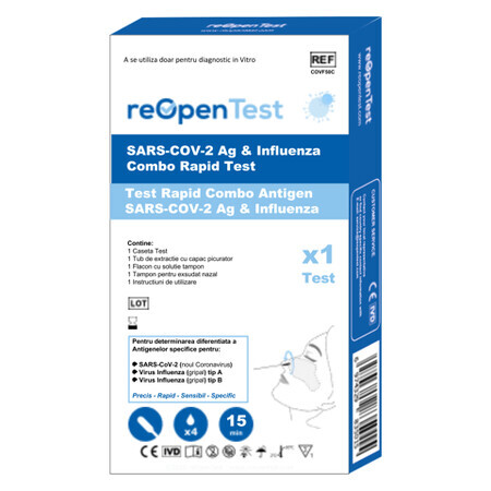 Test Rapido Combo Antigene SARS-COV-2 Ag e Influenza, 1 pezzo, Montana Med