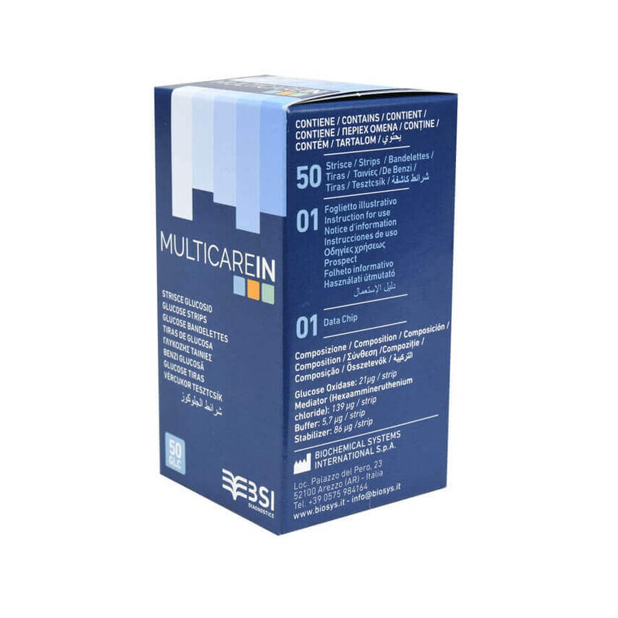 Test glucosio Multicare, 50 pezzi, Biochemical Systems