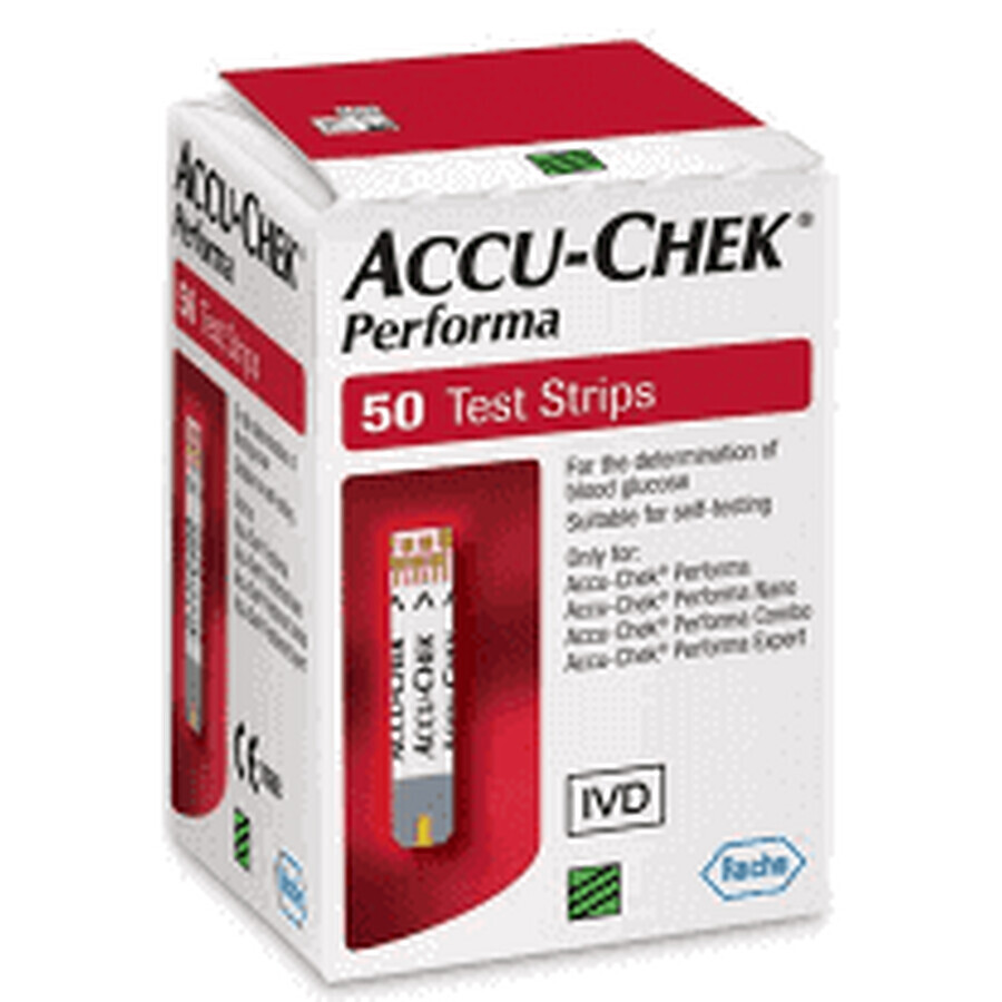 Test del glucometro - Accu-Chek Performa, 50 pezzi, Roche