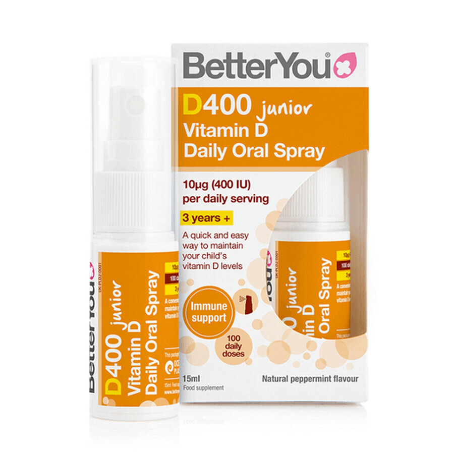 Spray orale con vitamina D Junior, 400UI, 15ml, BetterYou