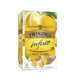 Tea Infusion with lemon and ginger flavour, 20 sachets, Twinings