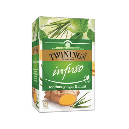 Infuso di tè all'aroma di rooibos, zenzero e menta, 20 bustine, Twinings