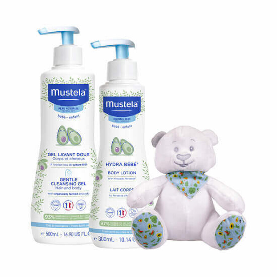 Haar- und Körperreinigungsgel und Hydra Baby Body Lotion Paket, Mustela